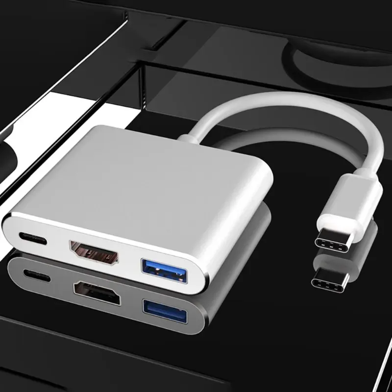 3-trong-1 đa chức năng USB Hub USB3.0 HD HDMI 4K Power Adapter Loại C HUB 3-trong-1 USB Hub cho máy tính xách tay