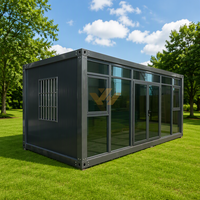 Maison conteneur modulaire en verre durable avec mur-rideau et structure en acier, démontable, pour bureau de chantier