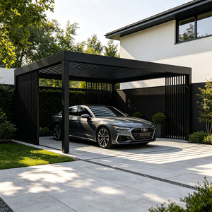 Abri <span class=keywords><strong>de</strong></span> voiture en aluminium, pergola à toit à lames, imperméable, pare-soleil, gazebo extérieur, abri pour véhicule <span class=keywords><strong>de</strong></span> jardin - Product Image 1