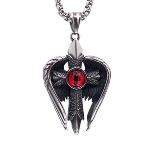 Collar con Colgante de Cruz y Alas de Ángel de Acero Inoxidable, Estilo Gótico Vintage, Joyería Punk Rock para Hombre, Chapado en Oro para Mayor Glamour - Product Image 3