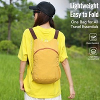 Sac à dos pliable personnalisé en gros avec bande élastique de compression à pliage rapide, tissu hydrofuge pour la randonnée, les trajets quotidiens et l'usage quotidien