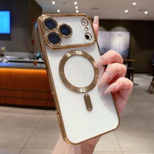 Coque de téléphone transparente en TPU galvanisée magnétique sans fil pour Iphone 17 16 15 Pro Max 14 Pro 13 12 11 Xs Max X - Product Image 5