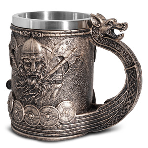 Tazas Creativas Viking General WJA24, Taza Mítica <span class=keywords><strong>Noruega</strong></span> con Diseño de Barril de Madera de Guerrero Medieval, Taza con Estatua Vikinga de Thor, Personalizable - Product Image 1