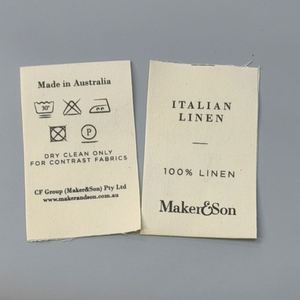 Professional Custom Printed Cotton T-Shirt Care Labels <b>Puff</b> Centerfold Warning Cotton Label for Garments - Product Image 2