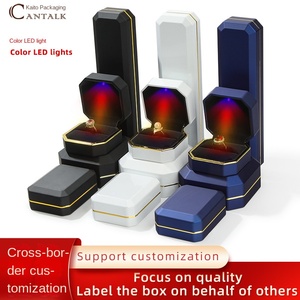 กล่องใส่เครื่องประดับ LED ทรงแปดเหลี่ยม พร้อมไฟ LED สีสันสดใส และไฟสปอตไลท์ บรรจุภัณฑ์เคลือบสีอบ - Product Image 4