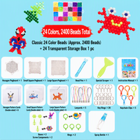 Kit de Perles Magiques à l'Eau DIY 24 Couleurs, Perles à Pulvériser Sans Repassage, Jouet Créatif pour Enfants, Activité à Domicile