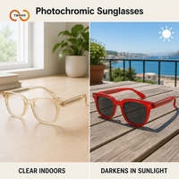 Lunettes de soleil photochromiques TWOOO 52611 pour tous les jours, avec un look transparent en intérieur et une teinte foncée en extérieur, pour les distributeurs de mode mondiaux
