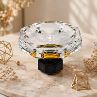 Bol en cristal facetté, centre de table décoratif, bol à fruits en cristal taillé ambre noir pour la maison, l'hôtel, ornement de luxe, cadeau