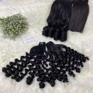 Extensiones de cabello humano virgen vietnamita de alta calidad, paquetes de cabello crudo de trama dibujada doble, estilo Natural - Product Image 4