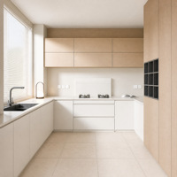 Ensemble de meubles de cuisine suspendus modernes haut de gamme en placage de bois, mélaminé MDF, sur mesure, de luxe, complet, RTA, intelligent et compact