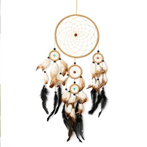 Atrapasueños de 20x80cm con plumas y cuentas para decoración de pared - Product Image 2