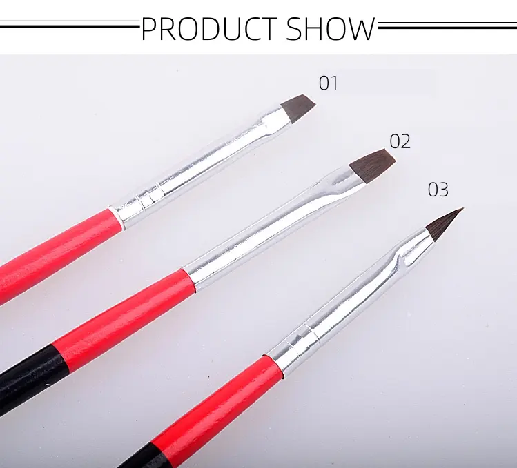 थोक नेल आर्ट ब्रश सेट ब्लैक प्लास्टिक हैंडल 3 आकार के नेल आर्ट उपकरण, नाखून की सजावट के लिए ड्राइंग पेन ब्रश