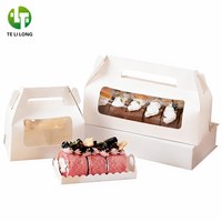 Boîte en carton portable transparente avec fenêtre, pliable, de qualité alimentaire, pour gâteaux roulés, idéale pour les pâtisseries et l'emballage de desserts