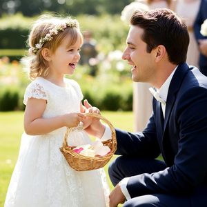 Ensemble cadeau de mariage de luxe, panier rond en osier tissé avec poignée pour fleurs, fruits et autres petits objets - Product Image 2