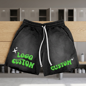 Shorts Homme Personnalisables avec Logo Avant, Noir, 100% Coton, Cordon de Serrage Uni, Décontracté, Taille Mi-Haute, Respirant, Style Urbain - Product Image 1