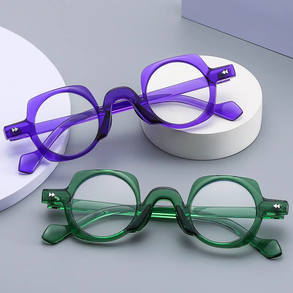 Jiuling Eyewear Customized Optical Glasses Frame Wholesale Purple Small Irregular Frame Korean Red Eyeglasses