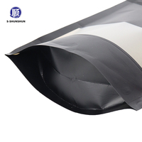 Prix direct usine, sac pochette stand-up en plastique noir mat, personnalisé, avec fenêtre transparente, refermable, anti-humidité et hermétique, pour sucre