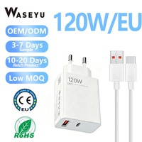 Cargador de Pared USB + Tipo-C de Doble Puerto con Carga Súper Rápida PD y QC3.0, Estándar de EE. UU., UE y Reino Unido, 120 W, para Relojes Inteligentes y Teléfonos Móviles