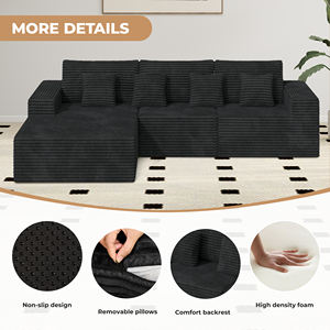 Canapé modulaire sectionnel extensible convertible en forme de L, chaise longue moderne rembourrée, siège profond, canapé-lit en mousse sans armature - Product Image 3