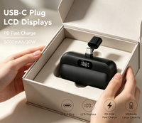 Cargador Portátil Mini Cápsula de 5000mAh y 20W con Enchufe Tipo-C Integrado, Pantalla LED Digital, Power Bank, Listo para Venta al Por Mayor