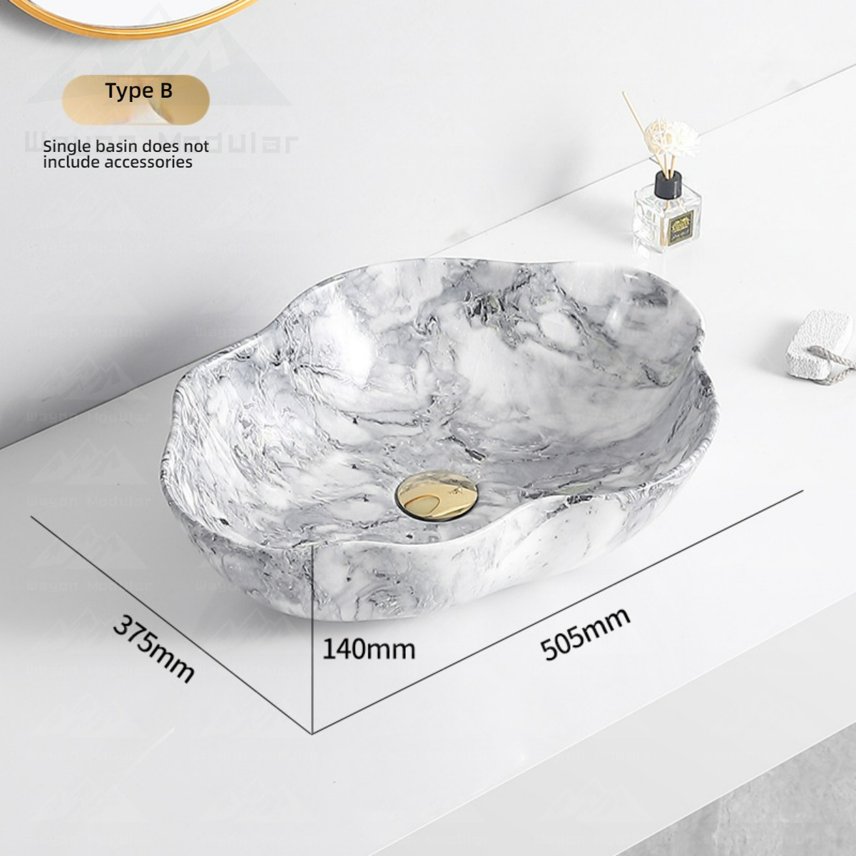 Model B single basin (without accessories)