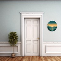 Décoration murale moderne en métal, paysage de lac au coucher du soleil, plaque décorative en métal, impression UV, art en aluminium pour salon, chambre à coucher