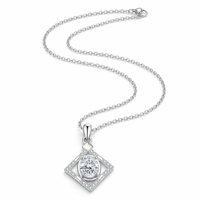 Pendentif Moissanite Couleur D 1 Carat avec Chaîne en Argent Pur, Poids Total 3.4G, Cadeau Idéal pour Rendez-vous Galants, Géométrie Classique