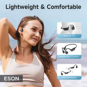ESON earphone dan headphone olahraga <span class=keywords><strong>Bluetooth</strong></span> 5.4, Headset gerakan konduksi tulang OEM nirkabel dapat disesuaikan - Product Image 6