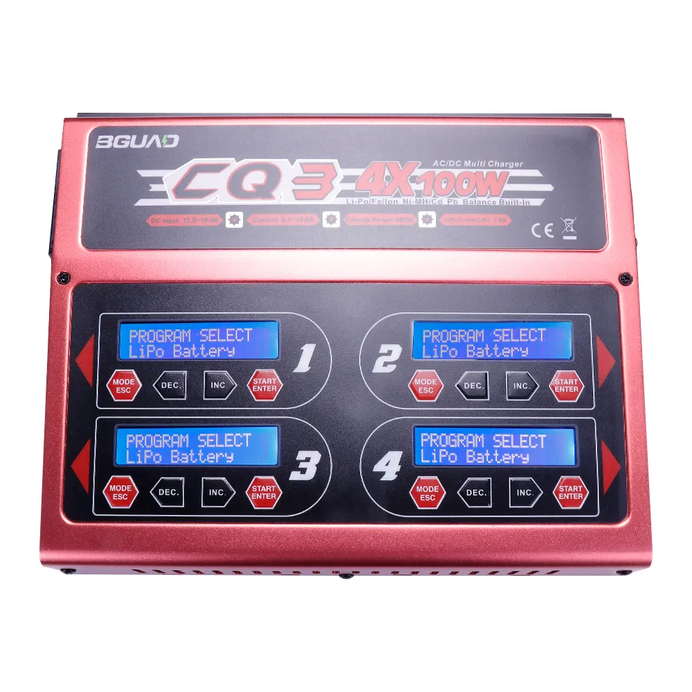 EV-PEAK CQ3 intelligent balance charger 100W*4 110-240V Multi-function for LiPo LiHV LiFe Lilon NiCd NiMh Pb battery