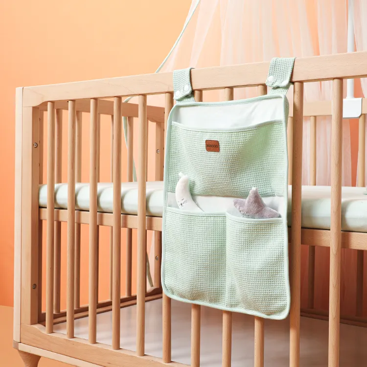 Bed Hanging Storage Bag Baby Cotton Crib Organizer Toy Diaper Pocket Bag for Crib Bedding Set Baby Supplies