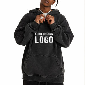 Ventes chaudes, sweat-shirts pour hommes en coton uni, lourds, mode décontractée, épaules tombantes, lavés, vintage, amples - Product Image 3