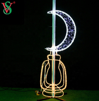 Decoración de Ramadán con motivo 2D, luna creciente iluminada con luz LED de cuerda