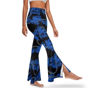 Envío de la gota Ropa Mujer Personalizado Aloha Hawaiian Mailelei Cultura Imprimir Cintura alta Flared Slit Yoga Pantalones Imprimir en la demanda - Product Image 5