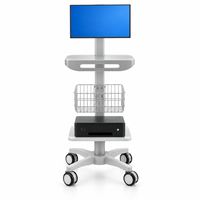 Chariot de surveillance pour salle d'endoscopie avec base roulante à cinq roulettes et panier à accessoires pour l'installation d'appareils de surveillance du patient