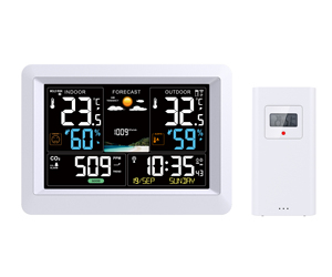 Station météo sans fil avec moniteur de qualité de l'air <span class=keywords><strong>CO2</strong></span> Écran VA Thermomètre numérique Hygromètre Horloge LED avec station météo - Product Image 1
