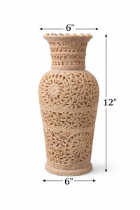 Jarrón de Mármol Tallado a Mano ANURAG, Estilo Antiguo Moderno, Patrón Floral, Regalo Artesanal Decorativo para el Hogar - Product Image 2