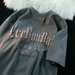 เสื้อยืดพิมพ์ลายสำหรับผู้ชายเสื้อยืดพิมพ์ลายแบบพองสำหรับผู้ชายเสื้อยืดผ้าฝ้ายธรรมดาออกแบบโลโก้ได้ตามต้องการ - Product Image 4