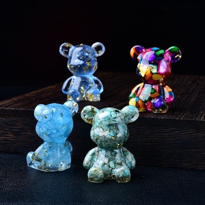 Ornements d'ours sans visage en cristal naturel, blanc, jaune, violet, pour la décoration de la maison, du salon, du bureau, pour enfants - Product Image 2