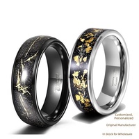 Anillo de Acero de Tungsteno Plateado para Hombre, Serie con Incrustaciones de Oro de 18K, Ancho de 8mm, Venta Directa de Fábrica de Guangzhou, Comercio Electrónico Transfronterizo