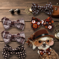 Nouvelle Collection Automne : Nœud Papillon Floral Classique de Luxe pour Chiens, Couleur Maillard, en Polyester, Accessoire Vestimentaire pour Animaux de Compagnie Toutes Saisons