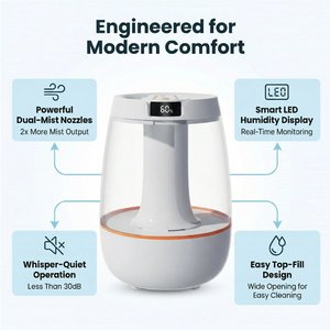 <span class=keywords><strong>Humidificador</strong></span> de Aire Ultrasónico Silencioso de 3L de Gran Capacidad con Doble Pulverización de Vapor Frío y Pantalla LED <span class=keywords><strong>para</strong></span> el Hogar, Dormitorio u Oficina - Product Image 4