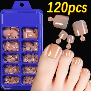 Lot <span class=keywords><strong>de</strong></span> 120 faux ongles d'orteil couleur nude, haut <span class=keywords><strong>de</strong></span> gamme, pour femmes, amovibles, carrés, courts, pour usage transfrontalier - Product Image 6