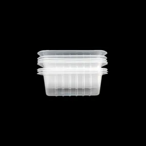 Hot Sale Eco Friendly 250ml 500ml PP Transparent Square Plastic Food Packaging White Plastic Container Food Fresh Meat Tray