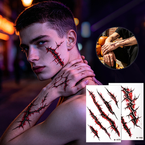 Tatuajes Temporales No Tóxicos, Pegatinas de Tatuajes de Zombis, Horror, Cicatrices Sangrientas, Marcas de Garras, Realistas, Resistentes al Agua, para Halloween y Cosplay - Product Image 6