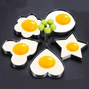 Penjualan terlaris panekuk telur goreng 5 model baja tahan karat cetakan omelet cetakan penggorengan telur alat memasak Aksesori dapur cincin Gadget