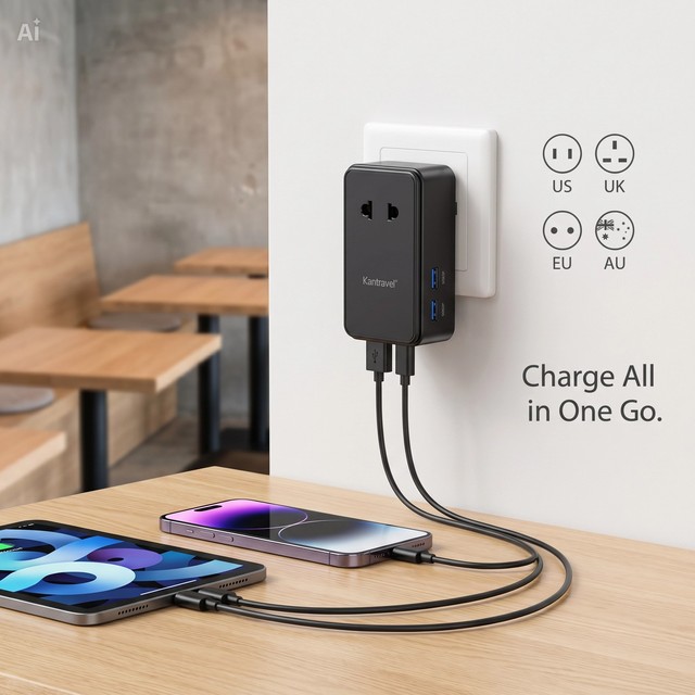 UK to EU USA AU Pocket USB C Ultra Slim Travel Adapter 12W PD Fast Charging Worldwide Universal Plug Adaptor for Daily Trips