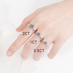 Anillo Clásico de Plata de Ley 925 al por Mayor, Anillo de Seis Garras, Color D, Moissanita de 0.5CT, Anillo de Diamantes para Mujer, Regalo de Compromiso, Certificación GRA - Product Image 5