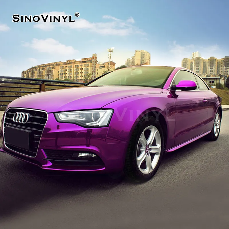 SINOVINYL High Premium Super Chrome lucido adesivo viola Car Wrap Film vinile bolla d'aria pellicola all'ingrosso gratuita per la decorazione dell'auto