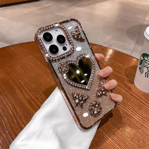 Luxe Brillant Amour Miroir Eau Diamant Galvanoplastie Flash Poudre TPU Téléphone étui pour iphone 15 Pro Max 17Air 16E 14 13 12 Pro - Product Image 2