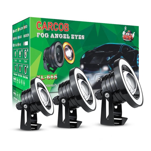 DXZ 2pcs 2.5/3.0/3.5 Inch Car COB LED Fog Light Projector White Angel Eye Light Halo Ring DRL Driving Lights